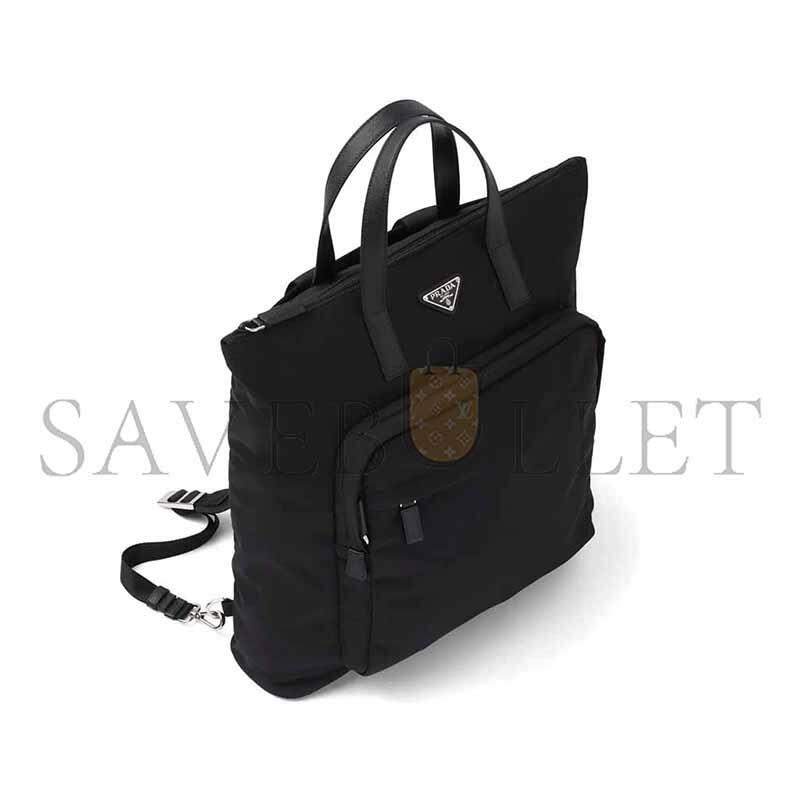 Pra*a saffiano eco-friendly recycled leather handbag 2vg098 (42*38*10cm)